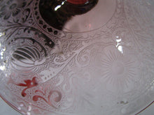 Load image into Gallery viewer, Vintage Pink Glass Squash Blossom Fruit Etched Candleholders Set of 2
