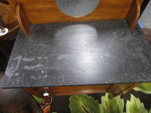 Load image into Gallery viewer, Vintage Oak with Black Marble Top Wash Stand with Round Mirror