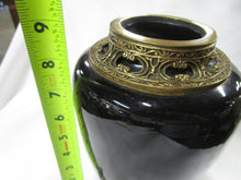 Load image into Gallery viewer, Vintage Andrea by Sadek Black Ceramic Vase with Metal Collar