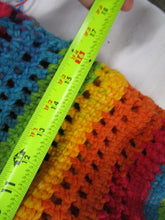 Load image into Gallery viewer, Handmade Rainbow Crochet Beach Market Tote with Flower Face Key Chain