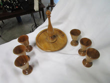 Load image into Gallery viewer, Vintage Wood Sherry Liqueur Glasses Set with Wood Carrier