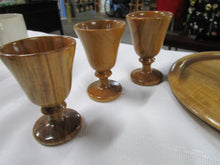 Load image into Gallery viewer, Vintage Wood Sherry Liqueur Glasses Set with Wood Carrier