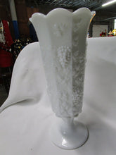 Load image into Gallery viewer, Vintage Westmoreland Leaves & Berries Milk Glass Pedestal Vase