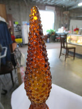 Load image into Gallery viewer, Vintage Empoli Italy Green Textured Glass Tall Decanter Bottle with Repaired Stopper