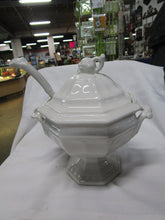 Load image into Gallery viewer, Vintage Red Cliff White Ironstone Grape Motif Serving Soup Tureen with Lid and Ladle