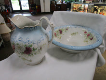 Load image into Gallery viewer, Antique Alba China Floral with Gold Trim Wash Basin and Pitcher Set