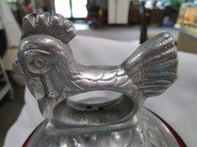 Load image into Gallery viewer, Vintage Red Glass Canister with Metal Hen Rooster Leaf Lid