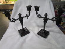 Load image into Gallery viewer, Vintage Maitland Smith Bronze Woman Figural Art Nouveau Candlestick Holders Set of 2 with Bobeches