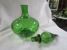 Load image into Gallery viewer, Vintage Emoli Green Optic Glass Bulb Genie Decanter with Ribbed Glass Stopper