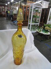 Load image into Gallery viewer, Vintage Empoli Italy Amber Glass Squiggly Glass Decanter with Flame Stopper