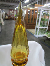 Load image into Gallery viewer, Vintage Empoli Italy Amber Glass Squiggly Glass Decanter with Flame Stopper