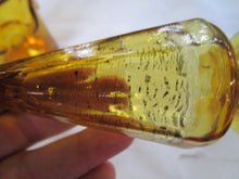 Load image into Gallery viewer, Vintage Empoli Italy Amber Glass Squiggly Glass Decanter with Flame Stopper