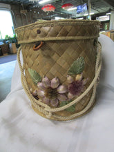 Load image into Gallery viewer, Vintage Philippines Woven Floral Hat Wig Basket Box