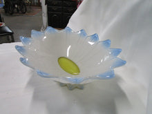 Load image into Gallery viewer, Vintage Painted Glass Blue/White/Yellow Decor Console Bowl