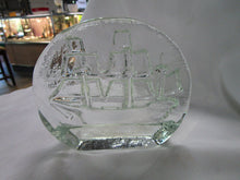 Load image into Gallery viewer, Vintage Pilgrim Glass Clear Glass Sailing Ship Paperweight