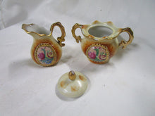 Load image into Gallery viewer, Vintage Enesco Floral Bead Porcelain Creamer and Sugar Bowl Set
