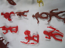Load image into Gallery viewer, 1950's Plastic Cowboy & Indian with Horses Toy Plastic Figures Lot