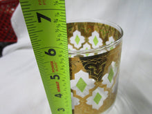 Load image into Gallery viewer, Vintage Culver Valiancia Clear Glass with 22K Gold Overlay and Green Diamond Pedestal Glass
