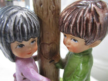 Load image into Gallery viewer, 1973 Gorham Moppets Young Boy and Girl with Tree Ceramic Musical Box