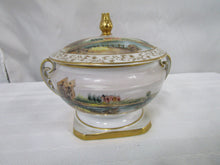 Load image into Gallery viewer, Vintage Hand Painted Landscape Scene Double Handled Dish with Lid