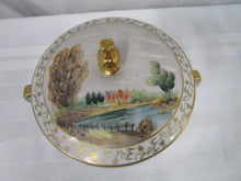 Load image into Gallery viewer, Vintage Hand Painted Landscape Scene Double Handled Dish with Lid