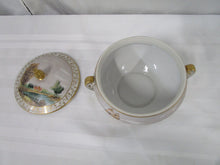 Load image into Gallery viewer, Vintage Hand Painted Landscape Scene Double Handled Dish with Lid