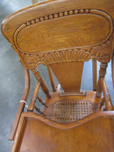 Load image into Gallery viewer, Restored Antique Pressed Back Oak Convertible Wheeled Stroller to High Chair