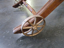 Load image into Gallery viewer, Restored Antique Pressed Back Oak Convertible Wheeled Stroller to High Chair