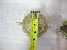Load image into Gallery viewer, Vintage Hand-Painted Green & Gold Sugar & Creamer Set