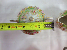 Load image into Gallery viewer, Vintage Hand-Painted Green & Gold Sugar & Creamer Set