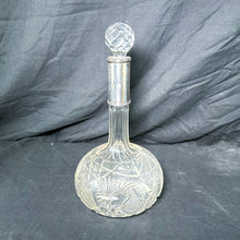 Load image into Gallery viewer, Antique Cut Crystal Silver Collar Decanter with Stopper