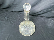 Load image into Gallery viewer, Antique Cut Crystal Silver Collar Decanter with Stopper
