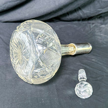 Load image into Gallery viewer, Antique Cut Crystal Silver Collar Decanter with Stopper