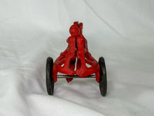 Load image into Gallery viewer, Vintage Reproduction Red Cast Iron Racing Horse and Surrey Toy