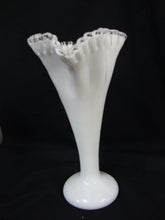 Load image into Gallery viewer, Vintage Fenton White Milk Glass Large Silver Crest Fluted Vase