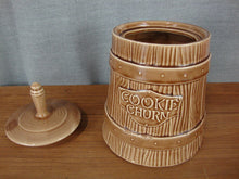 Load image into Gallery viewer, Vintage Unmarked McCoy Brown Ceramic Cookie Churn Cookie Canister Jar