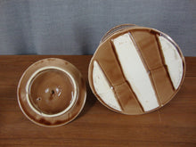 Load image into Gallery viewer, Vintage Unmarked McCoy Brown Ceramic Cookie Churn Cookie Canister Jar