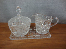 Load image into Gallery viewer, Vintage Pressed Glass Creamer, Sugar with Lid and Tray Set