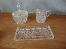 Load image into Gallery viewer, Vintage Pressed Glass Creamer, Sugar with Lid and Tray Set