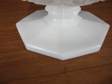 Load image into Gallery viewer, Vintage Milk Glass Quilted Star Sawtooth Edge Compote Bowl
