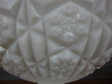 Load image into Gallery viewer, Vintage Milk Glass Quilted Star Sawtooth Edge Compote Bowl