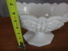 Load image into Gallery viewer, Vintage Milk Glass Quilted Star Sawtooth Edge Compote Bowl