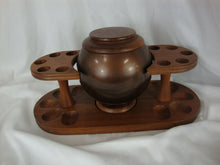 Load image into Gallery viewer, Vintage Decatur Industries Walnut 10 Cigar Pipe Stand with Metal and Wood Humidor