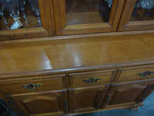 Load image into Gallery viewer, Vintage Two Piece Wood China Display Hutch Glass Top Doors

