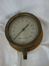 Load image into Gallery viewer, Vintage Acme NY Brass 0-60 Inches of Water Pressure Gauge *UNTESTED*