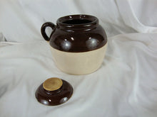 Load image into Gallery viewer, Vintage USA Stoneware Bean Pot Jug with Finger Loop and Lid
