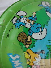 Load image into Gallery viewer, Vintage 1982 Ohio Art SMURF Tin Litho Spinning Large Metal Top
