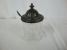 Load image into Gallery viewer, Vintage Glass with Metal Lid and Spoon Condiment Jam Jar Table Set