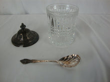 Load image into Gallery viewer, Vintage Glass with Metal Lid and Spoon Condiment Jam Jar Table Set