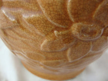 Load image into Gallery viewer, Early Unmarked McCoy Orange Stoneware Water Lily Pitcher with Fish Handle